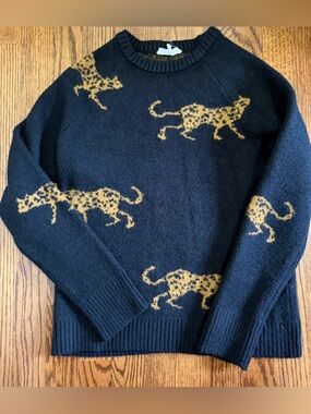 THML Black Cheetah Long Sleeve Sweater Size XS